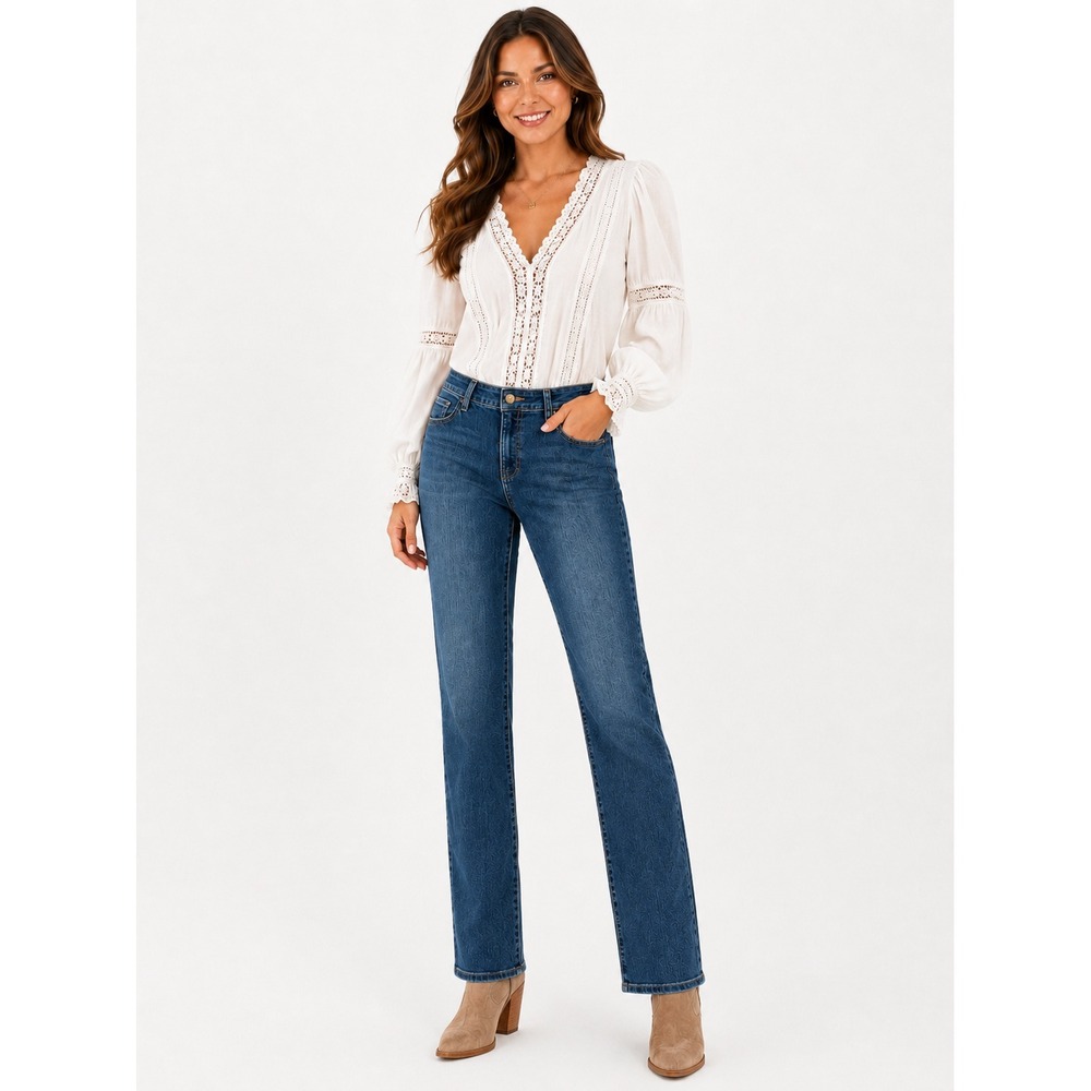 Not Your Daughter's NYDJ Marilyn Straight Leg Jeans Women's 12 Dark Lift‎ Tuck